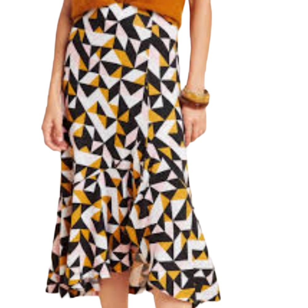 Anthropologie | Maeve Tanya Knit Ruffled Midi Length Skirt (Size Large)